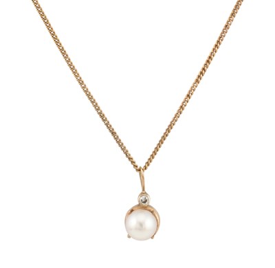 Lot 284 - HALLMARKED 9CT GOLD SINGLE PEARL PENDANT & NECKLACE