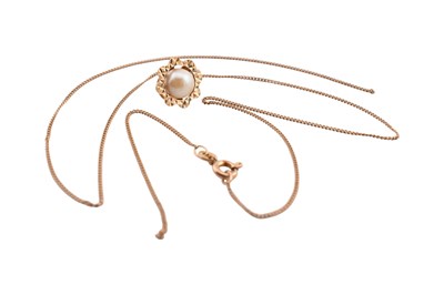 Lot 367 - 14CT GOLD NECKLACE CHAIN & SINGLE 18CT GOLD & PEARL EARRINGS
