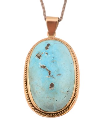 Lot 22 - 18CT GOLD & TURQUOISE PENDANT NECKLACE