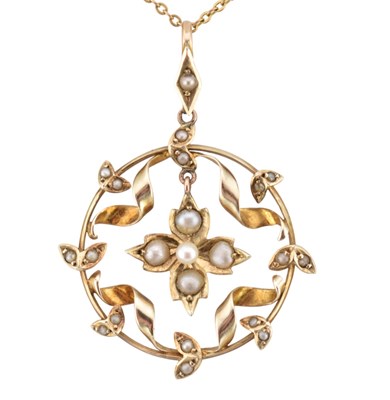 Lot 74 - 9CT GOLD & PEARL ART NOUVEAU
