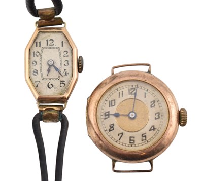 Lot 116 - EARLY 20TH CENTURY 9CT GOLD WRISTWATCH & ANOTHER