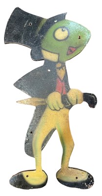 Lot 229 - VINTAGE FAIRGROUND / FUNFAIR DIE-CUT WOODEN JIMINY CRICKET PANEL
