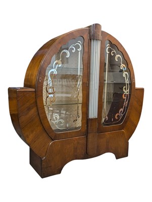Lot 616 - VINTAGE MID 20TH CENTURY ART DECO CHINA DISPLAY CABINET