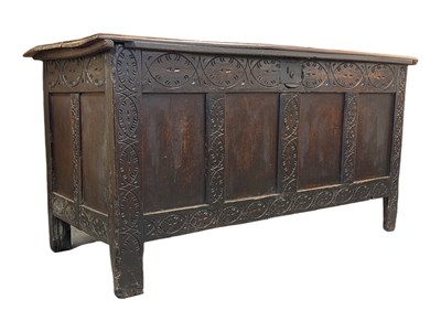 Lot 928 - 18TH CENTURY OAK CARVED COFFER