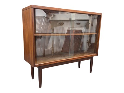 Lot 606 - MID CENTURY 1960S TEAK GLAZED DISPLAY CABINET BOOKCASE