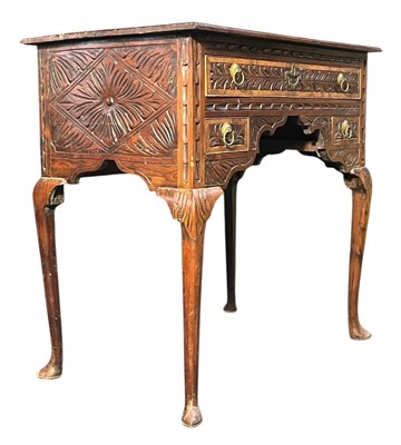 Lot 459 - GEORGE III EARLY 19TH CENTURY YEW WOOD LOW BOY WRITING DESK
