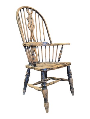 Lot 764 - 19TH CENTURY VICTORIAN STYLE WINDSOR FIDDLE BACK CHAIR