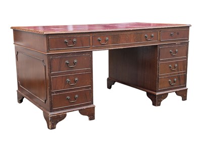 Lot 863 - 20TH CENTURY VICTORIAN REVIVAL MAHOGANY PEDESTAL DESK