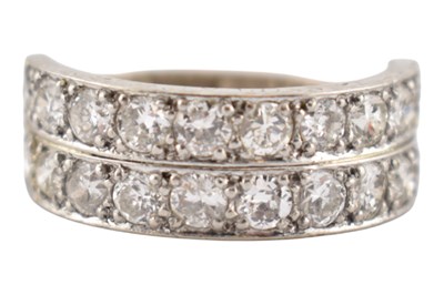 Lot 15 - 18CT GOLD PLATINUM & DIAMOND HALF HOOP RING