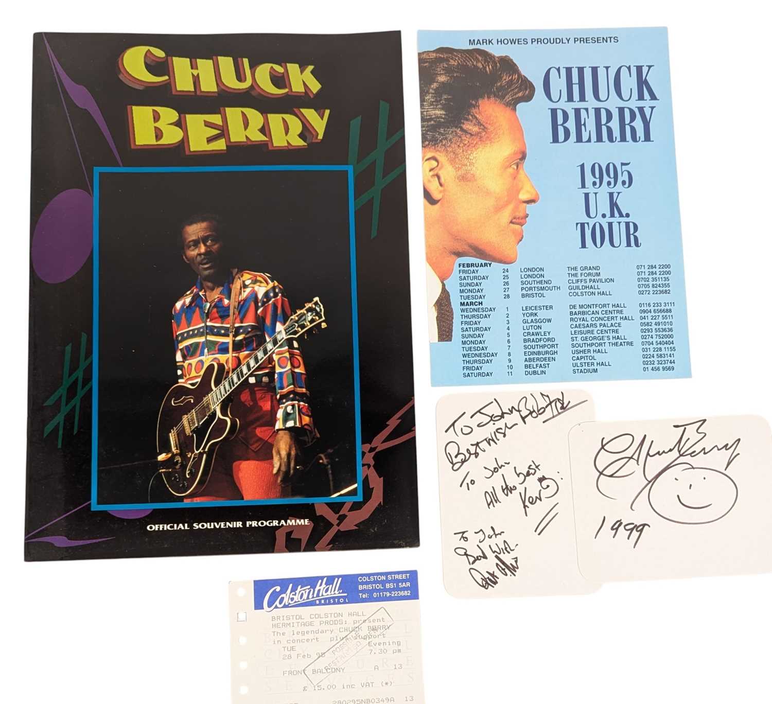 Lot 2 - MUSIC - CHUCK BERRY - AUTOGRAPH, PROGRAMME & LEAFLETS