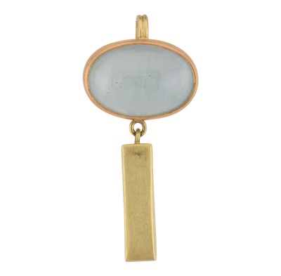 Lot 272 - CATHERINE MANNHEIM - 18CT GOLD AQUAMARINE CABOCHON PENDANT
