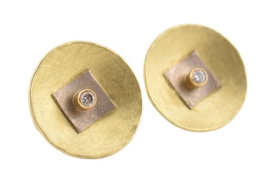 Lot 120 - CATHERINE MANNHEIM - 18CT GOLD & DIAMOND EARRINGS