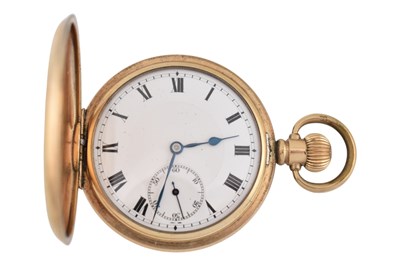 Lot 444 - EARLY 20TH CENTURY GOLD PLATED HUNTER POCKET WATCH