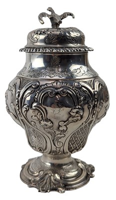 Lot 8 - 18TH CENTURY GEORGE II HALLMARKED SILVER LIDDED TEA CADDY