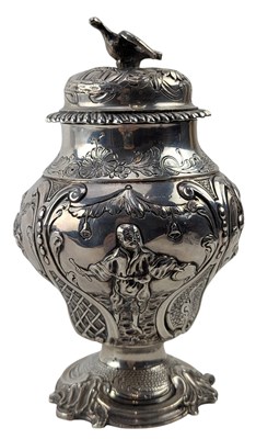 Lot 8 - 18TH CENTURY GEORGE II HALLMARKED SILVER LIDDED TEA CADDY