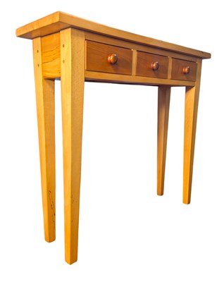Lot 576 - CONTEMPORARY HIGH END DESIGN BEECH THREE-DRAWER CONSOLE HALL TABLE