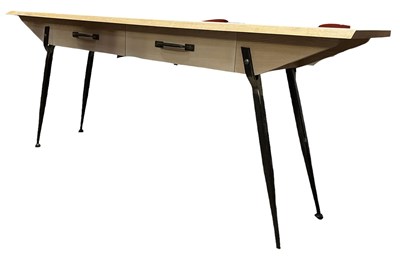 Lot 117 - MODERN BESPOKE-MADE SOILD OAK TOP & WROUGHT STEEL CONSOLE HALL TABLE