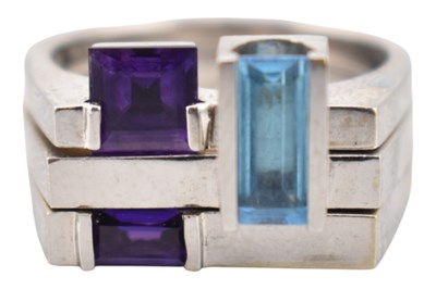 Lot 39 - 14CT WHITE GOLD THREE PART STACKING RING
