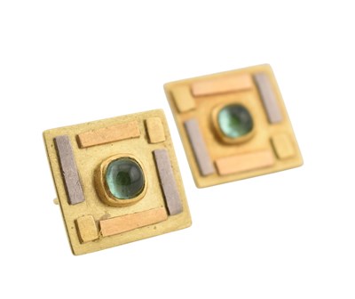 Lot 71 - CATHERINE MANNHEIM - 18CT GOLD & TOURMALINE EARRINGS