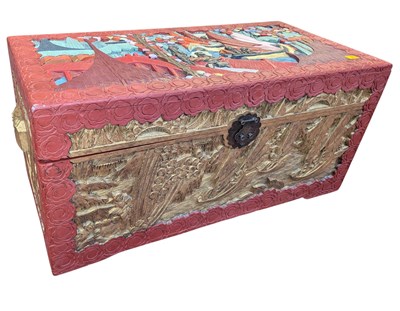 Lot 552 - MID CENTURY HAND PAINTED CAMPHOR CHINESE CAMPHOR PAINTED CHEST