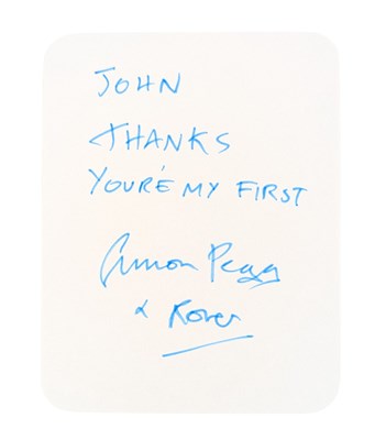 Lot 28 - SIMON PEGG'S FIRST AUTOGRAPH - SIGNED CARD
