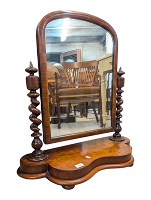 Lot 862 - VICTORIAN 19TH CENTURY BARLEY TWIST MAHOGANY SWING MIRROR