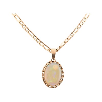 Lot 525 - HALLMARKED 9CT GOLD & OPAL PENDANT NECKLACE