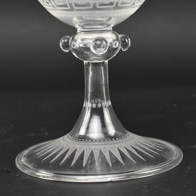 Lot 55 - VICTORIAN 19TH CENTURY ENGRAVED GLASS WINE CHALICE