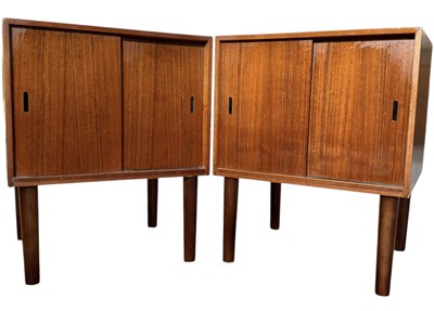 Lot 114 - PAIR OF MID CENTURY TEAK RECORD CABINETS