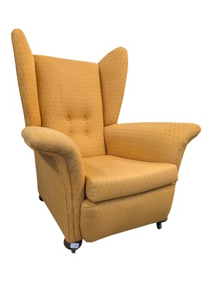 Lot 856 - EARLY 20TH CENTURY WING BACK LOUNGE ARMCHAIR
