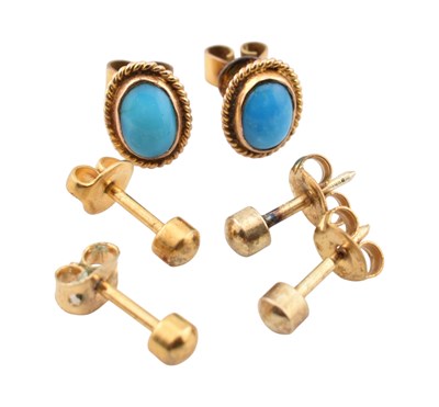 Lot 96 - THREE PAIRS OF 9CT GOLD EARRINGS