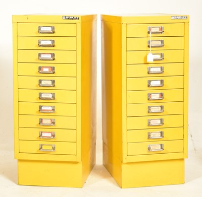 Lot 174 - VINTAGE MID CENTURY PAIR OF INDUSTRIAL BISLEY FILING CABINETS IN MUSTARD YELLOW