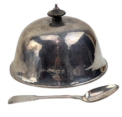 Lot 71 - GEORGE IV HALLMARKED SILVER TEASPOON & A SILVER CLOCHE