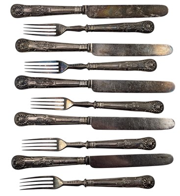 Lot 86 - SET OF TEN VICTORIAN HALLMARKED SILVER HANDLED FRUIT KNIVES & FORKS