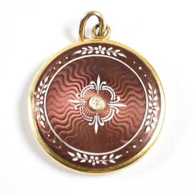 Lot 28 - 1920S GOLD ENAMEL & DIAMOND LOCKET PENDANT
