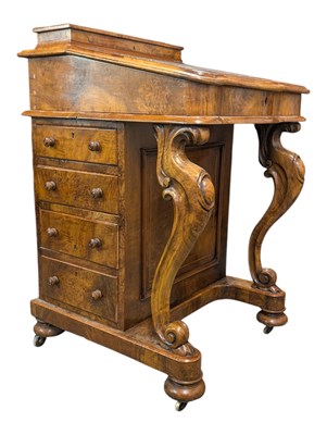 Lot 848 - 19TH CENTURY VICTORIAN BURR DAVENPORT WRITING DESK