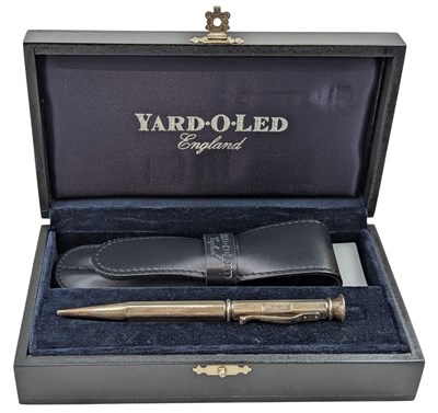 Lot 123 - YARD-O-LED HALLMARKED SILVER PROPELLING PENCIL WITH LEATHER CASE