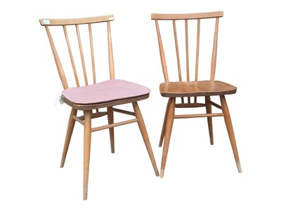 Lot 645 - ERCOL FURNITURE - PAIR OF MID CENTURY BEECH & ELM MODEL 608 DINING CHAIRS