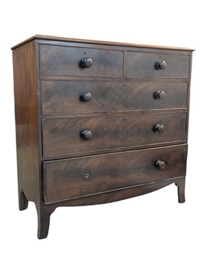Lot 763 - GEORGE III 19TH CENTURY MAHOGANY CHEST OF DRAWERS