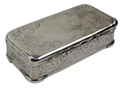 Lot 47 - VICTORIAN HALLMARKED SILVER HINGED LID SNUFF / TRINKET BOX