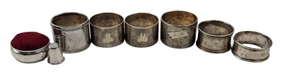 Lot 69 - COLLECTION OF 20TH CENTURY HALLMARKED SILVER NAPKIN RINGS & OTHERS