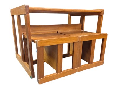 Lot 644 - SWEDISH MODERN DESIGN - VINTAGE 20TH CENTURY PINE OCCASIONAL TABLE & TWO STOOLS