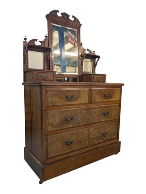 Lot 975 - GEORGE III WALNUT DRESSING CHEST OF DRAWERS