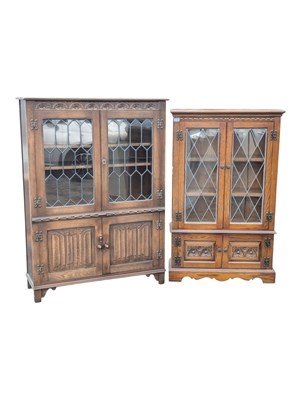Lot 727 - JAYCEE / OLD CHARM MANNER OAK DISPLAY CABINET & ANOTHER