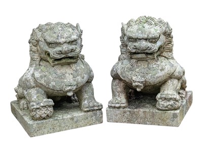 Lot 730 - GARDEN STATUARY - RECONSTITUTED CHINESE TEMPLE DOGS