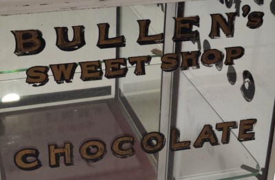 Lot 20 - BULLEN'S SWEET SHOP - A WOOD-ENCASED GLASS DISPLAY UNIT