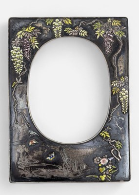 Lot 111 - 20TH CENTURY JAPANESE SILVER & ENAMELLED EASEL BACK PHOTO FRAME