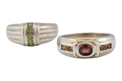 Lot 135 - TWO HALLMARKED SILVER GEM SET DRESS RINGS