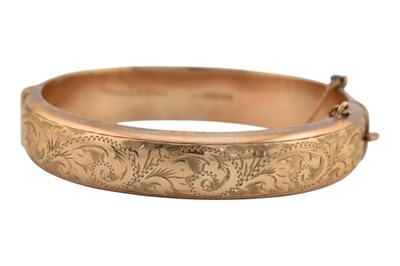 Lot 81 - HALLMARKED 9CT GOLD HINGED BANGLE