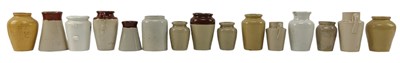 Lot 201 - VINTAGE ADVERTISING. COLLECTION OF FIFTEEN STONEWARE CREAM JUGS, NAMED